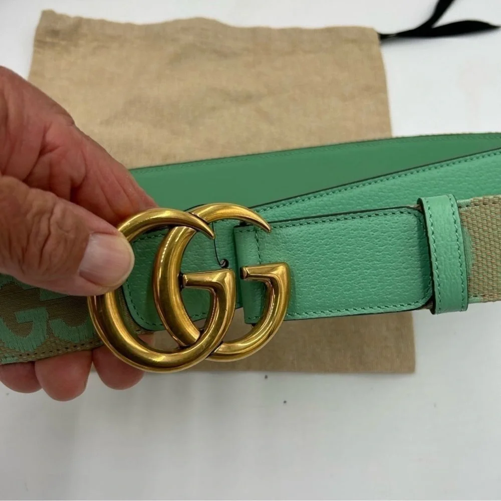 Women’s Gucci Marmont jumbo GG leather/canvas belt size 90 cm made in Italy